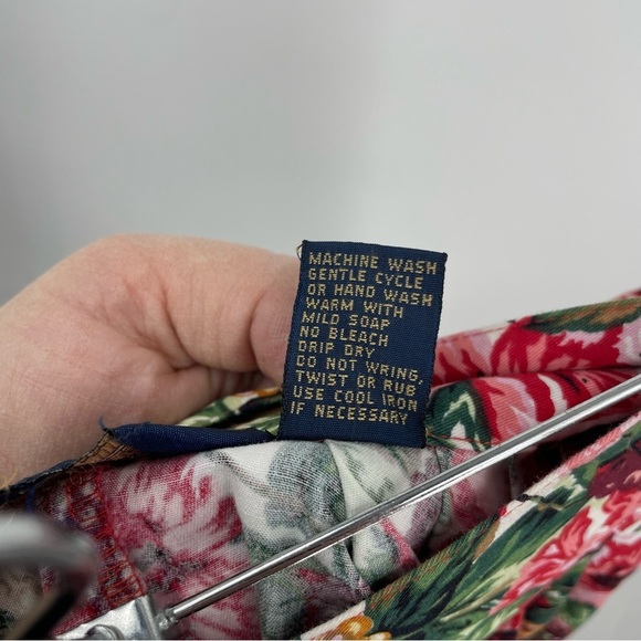 Vtg Herman Geist Velvet Floral Pleated Maxi Skirt Cotton Yoke Front Womens 8 - Picture 5 of 7